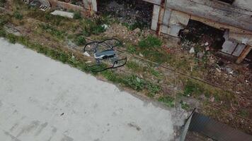 Drone flies over an abandoned factory. Aerial view of abandoned industrial buildings. video