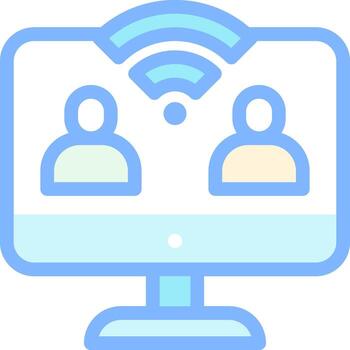 A computer screen with two people on it vector