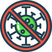 A no virus sign with a green virus vector