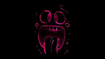 Neon frame effect, Face with Stuck-Out Tongue - Playfulness on black background video