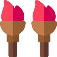 Two torches with red flames on them vector