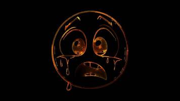 Neon frame effect, Face with Tears of Joy - Hilarity on black background video