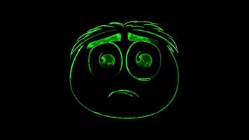 Neon frame effect, Face with Raised Eyebrow - Skepticism on black background video