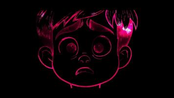 Neon frame effect, Face with Dazed Expression - Disorientation on black background video