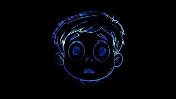 Neon frame effect, Face with Dazed Expression - Disorientation on black background video