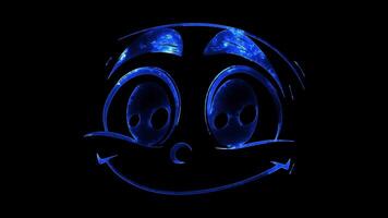 Neon frame effect, Face with Smirk - Sarcasm or mischievousness on black background video