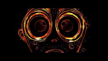 Neon frame effect, Face with Rolling Eyes - Exasperation on black background video