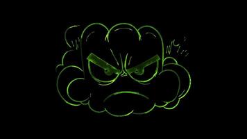Neon frame effect, Frowning Face with Steam From Nose - Frustration on black background video