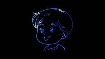 Neon frame effect, Face with Smirk - Sarcasm or mischievousness on black background video