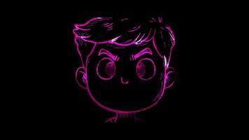 Neon frame effect, Face with Dazed Expression - Disorientation on black background video