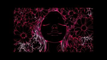 Neon frame effect, Face with Smirk - Sarcasm or mischievousness on black background video