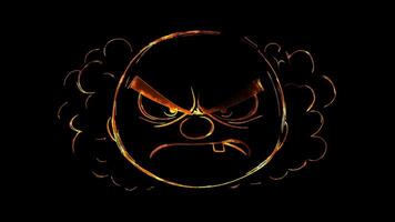 Neon frame effect, Frowning Face with Steam From Nose - Frustration on black background video