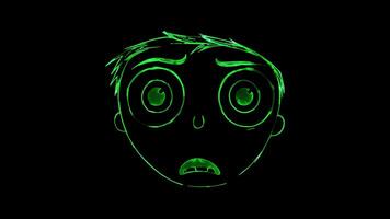 Neon frame effect, Face with Rolling Eyes - Exasperation on black background video