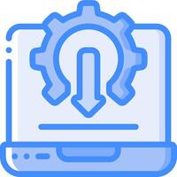 A laptop with a gear icon on it vector