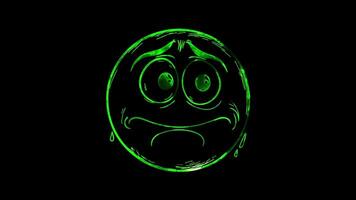 Neon frame effect, Face with Tears of Joy - Hilarity on black background video