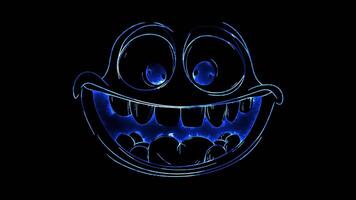 Neon frame effect, Face with Rolling Eyes - Exasperation on black background video