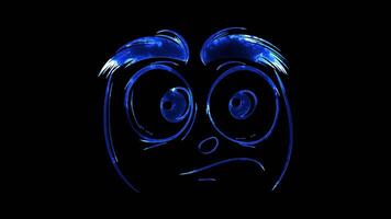 Neon frame effect, Face with Rolling Eyes - Exasperation on black background video