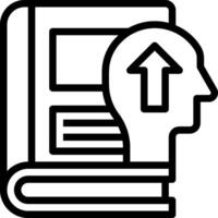 A black and white icon of a head with an arrow pointing up vector