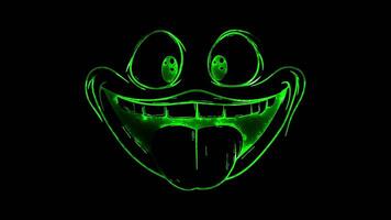 Neon frame effect, Face with Stuck-Out Tongue - Playfulness on black background video