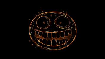 Neon frame effect, Face with Cold Sweat - Nervousness on black background video