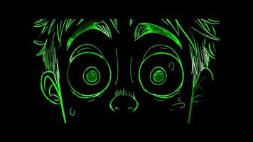 Neon frame effect, Face with Cold Sweat - Nervousness on black background video