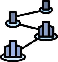A diagram of a network with three buildings vector