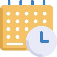 Calendar icon with clock and calendar vector