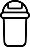 A black and white drawing of a trash can vector