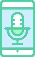 A microphone icon on a smartphone vector
