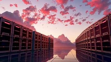 Animation Rows of powerful servers work tirelessly, ensuring seamless communication and data access in a hyper-connected world. video