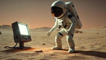 An animation in which an astronaut stumbles upon a vintage television raises questions about communication and the survival of technology in the vast expanse of space. video