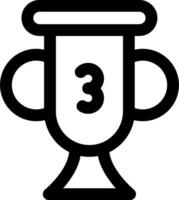 A black and white trophy with the number three on it vector
