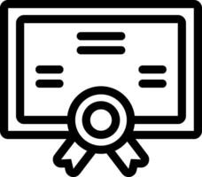 A black and white icon of a certificate vector