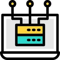 A computer with three different types of servers vector