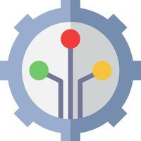 A gear with three colored dots inside vector