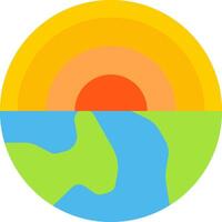 The sun is in the middle of a circle with a blue sky vector