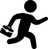 A black and white silhouette of a man running with a briefcase vector