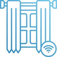 A wifi icon with a window and curtains vector