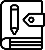 A black and white image of a notebook and pencil vector