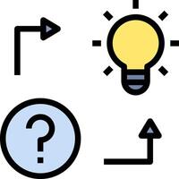 A light bulb, arrow, and question mark icon vector