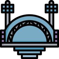 A blue and white icon of a spaceship vector