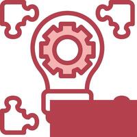 A red light bulb with gears and puzzle pieces vector