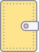 A yellow wallet with a button on it vector