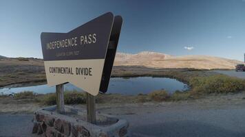 Independence Pass - Continental Divide is the summit of the Top of the Rockies National Scenic and Historic Byway and is located between Twin Lakes Village and Aspen Colorado USA video