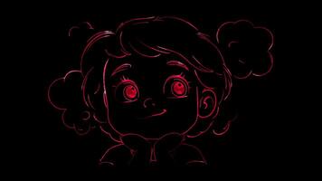 Neon frame effect, Face with Thinking Bubble - Daydreaming or imagination on black background video