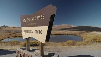 Independence Pass - Continental Divide is the summit of the Top of the Rockies National Scenic and Historic Byway and is located between Twin Lakes Village and Aspen Colorado USA video