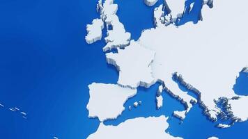 3d map of France with national flag,zooming in and zooming out from world map video