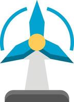 A wind turbine with a blue and yellow arrow vector