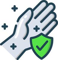 A hand with a shield and green check mark vector