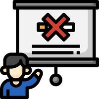 A man is pointing at a screen with a red cross on it vector
